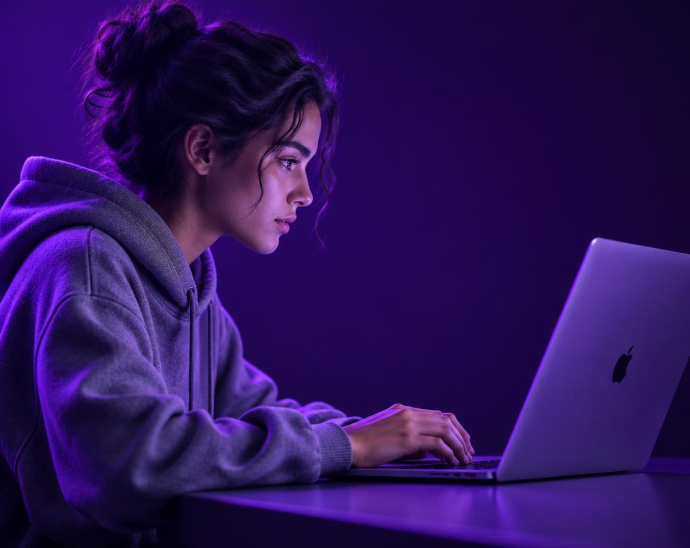 Une créatrice travaillant sur son MacBook
